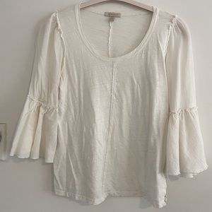 Anthropologie Quarter length white blouse, great to dress up, size xs